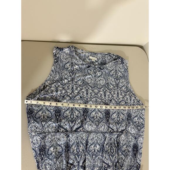 J. Jill Women's Blue White Floral Paisley Sleeveless Boho Long Maxi Dress 3X - Picture 6 of 8